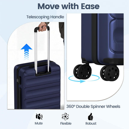 Goplus 3 Piece Wide Cross Stripe Luggage Set with 360° Spinner Wheels & Telescope Handles