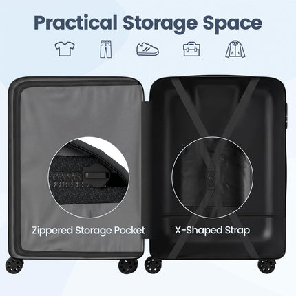 Goplus 3 Piece Wide Cross Stripe Luggage Set with 360° Spinner Wheels & Telescope Handles