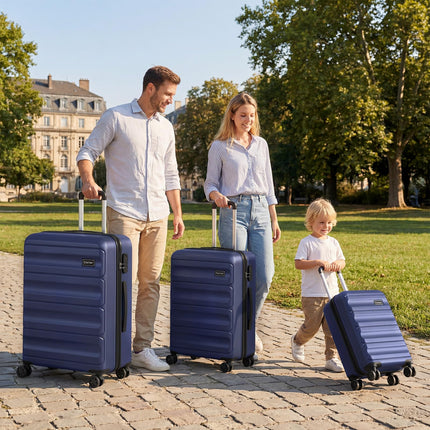 Goplus 3 Piece Wide Cross Stripe Luggage Set with 360° Spinner Wheels & Telescope Handles