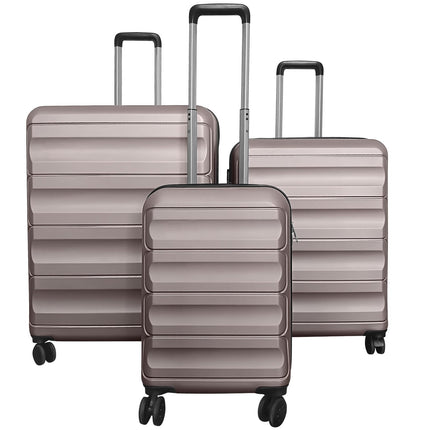Goplus 3 Piece Wide Cross Stripe Luggage Set with 360° Spinner Wheels & Telescope Handles
