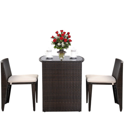 Wicker Bistro Set, Rattan Furniture Set 3 Piece Dining Table