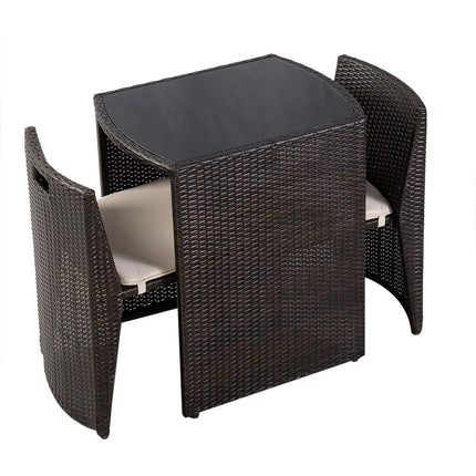Wicker Bistro Set, Rattan Furniture Set 3 Piece Dining Table
