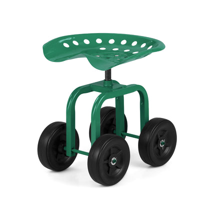 Goplus Garden Cart with Wheels, Utility Stool Cart w/Adjustable 360 Degree Swivel Seat