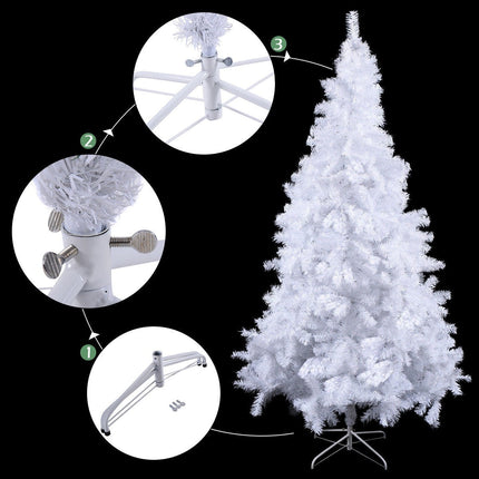 White Christmas Tree with Solid Metal Legs Perfect for Holiday Indoor and Outdoor Decoration