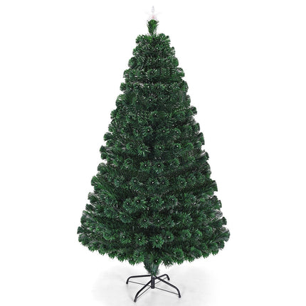 Artificial Christmas Tree Pre-Lit Optical Fiber Tree 8 Flash Modes - GoplusUS