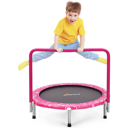 36Inch Kids Trampoline, Foldable Mini Rebounder with Full Covered Handle and Safety Pad