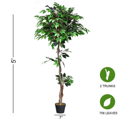 4/5.5/6FT FICUS Silk Leaf Artificial Tree - GoplusUS