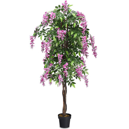 6FT Fake Wisteria Tree Artificial Greenery Plants in Nursery Pot Decorative Trees for Home - GoplusUS