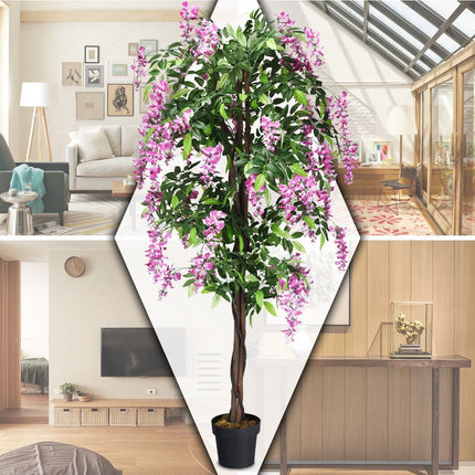 6FT Fake Wisteria Tree Artificial Greenery Plants in Nursery Pot Decorative Trees for Home - GoplusUS