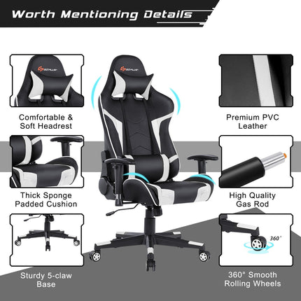 Gaming Chair, Massage Office Chair Computer Gaming Racing Chair - GoplusUS