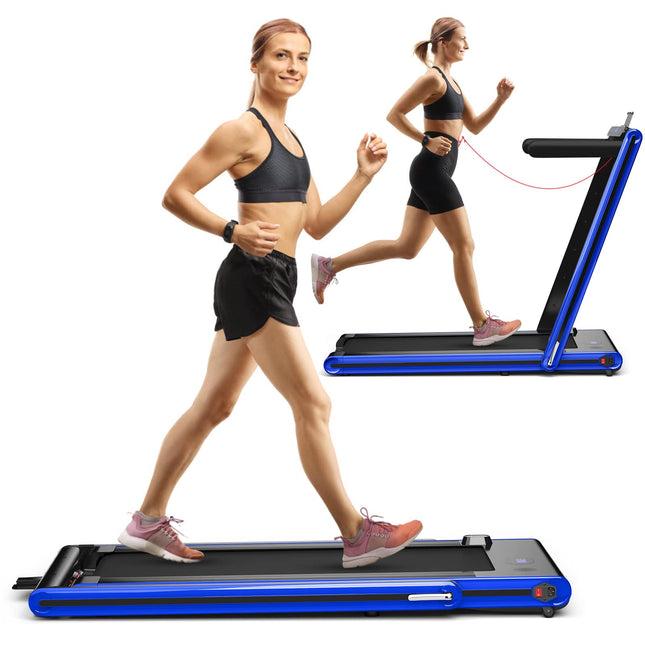 Goplus 2-in-1 Folding Treadmill, 2.25HP Electric Under Desk Treadmill W/LED Display - GoplusUS