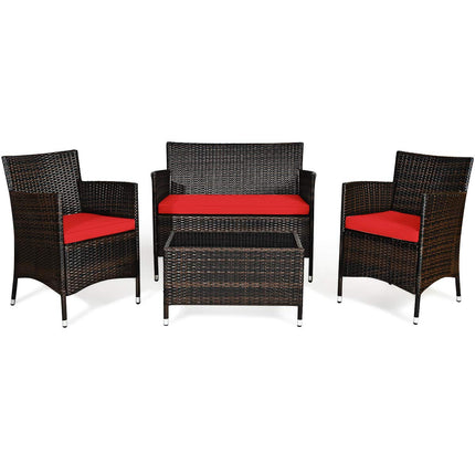 Goplus 4-Piece Rattan Patio Set