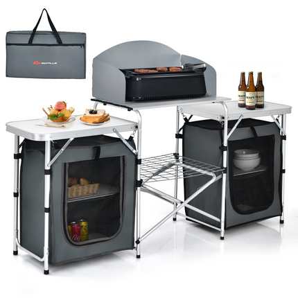 Goplus Folding Camping Kitchen Table with Storage - GoplusUS