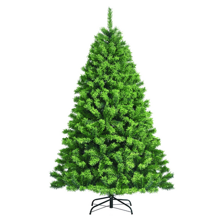 Goplus Snow Flocked Christmas Tree, Artificial Hinged Pine Tree - GoplusUS