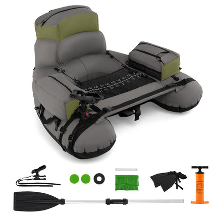 Goplus Fishing Belly Boat w/Fish Ruler Pump Storage Bag Adjustable Straps