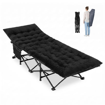 Goplus Camping Cot for Adults with Soft Padded Mat  | Heavy-Duty Folding Portable Oxford Sleeping Bed