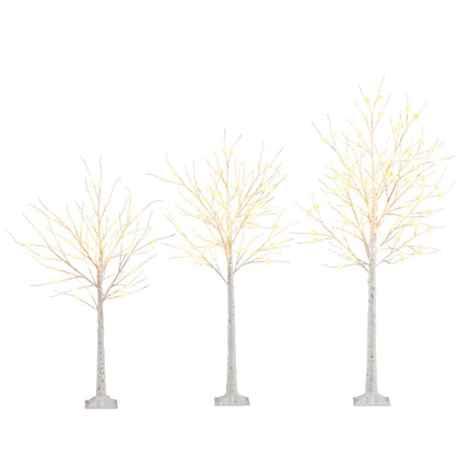 Goplus 4/5/6 FT Pre-Lit Artificial Trees with 216 Warm White LEDs ( Set of 3 )