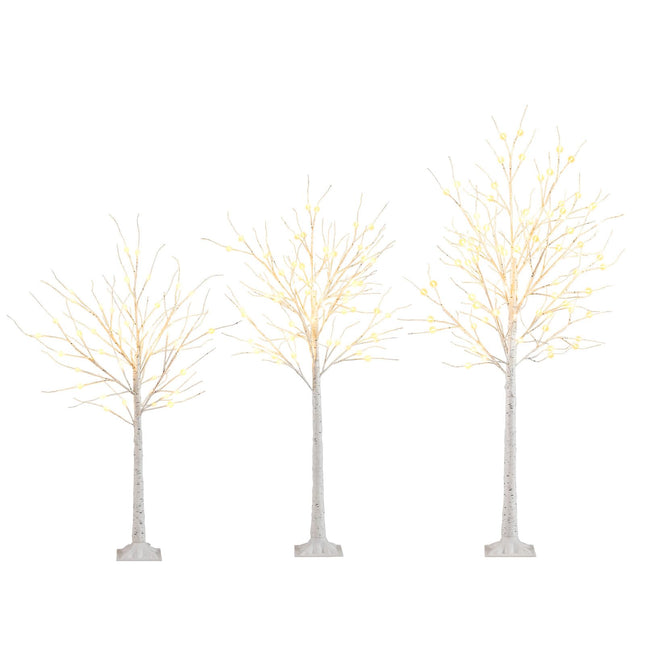 Goplus 4/5/6 FT Pre-Lit Artificial Trees with 216 Warm White LEDs ( Set of 3 )