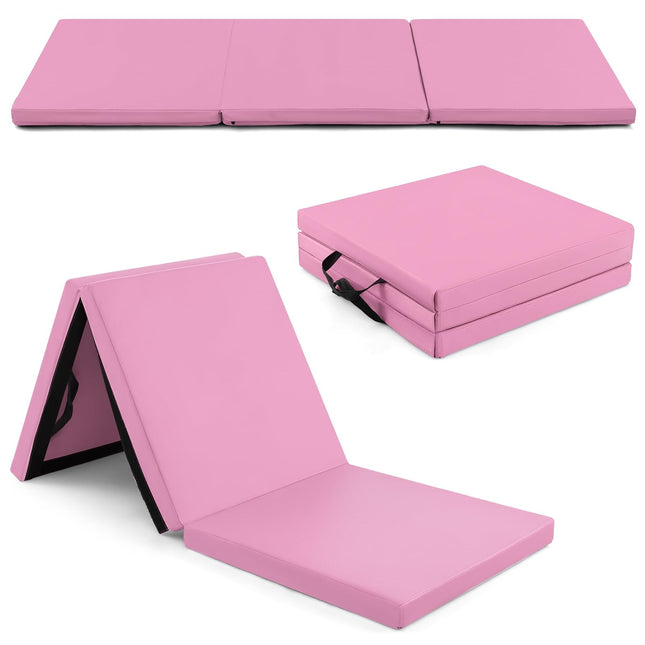 Goplus Folding Gymnastics Mat, 6?ˉ x 2?ˉ x 2?ˉ?ˉ Thick Tri-Fold Exercise Tumbling Mat w/Carrying Handles