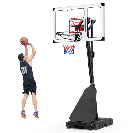 Goplus 4.9-10 FT Adjustable Portable Basketball Hoop Outdoor w/Shatterproof PC Backboard