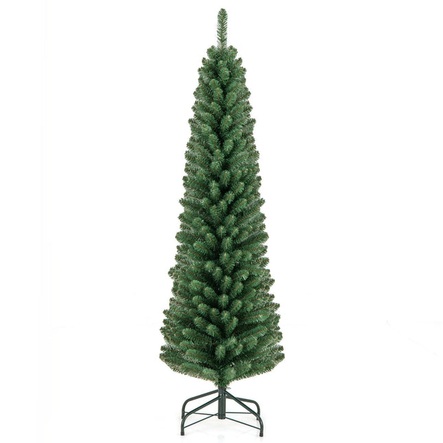 Goplus 5ft / 6ft / 7ft / 8ft Slim Pencil Christmas Tree with Quick Shape Technology