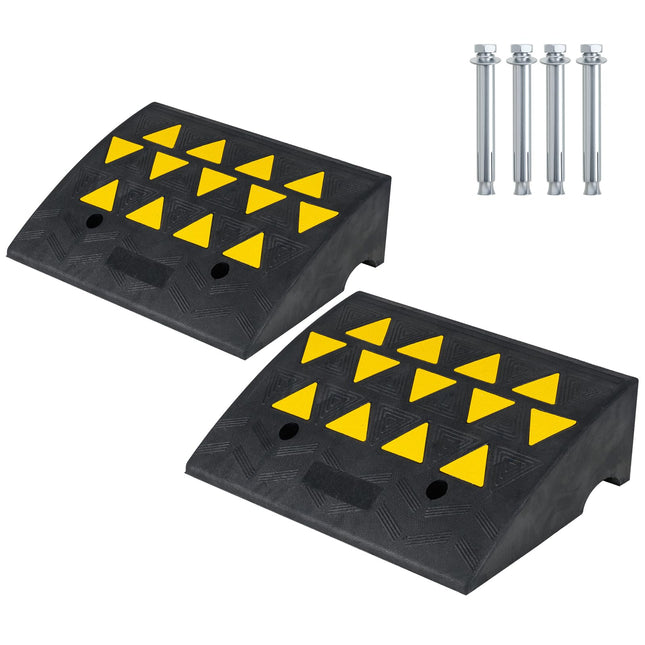 Goplus 2 Pcs Driveway Threshold Ramps with Reflective Triangles (6.3" Rise)