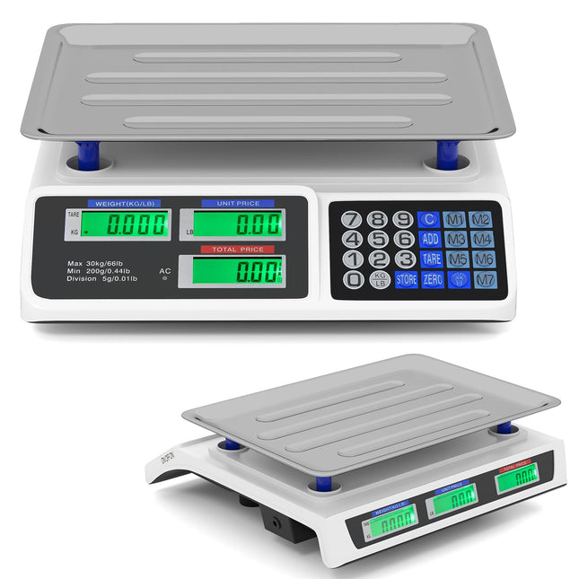 Goplus 66LB Price Computing Scale with Dual LCD Displays & Rechargeable Battery