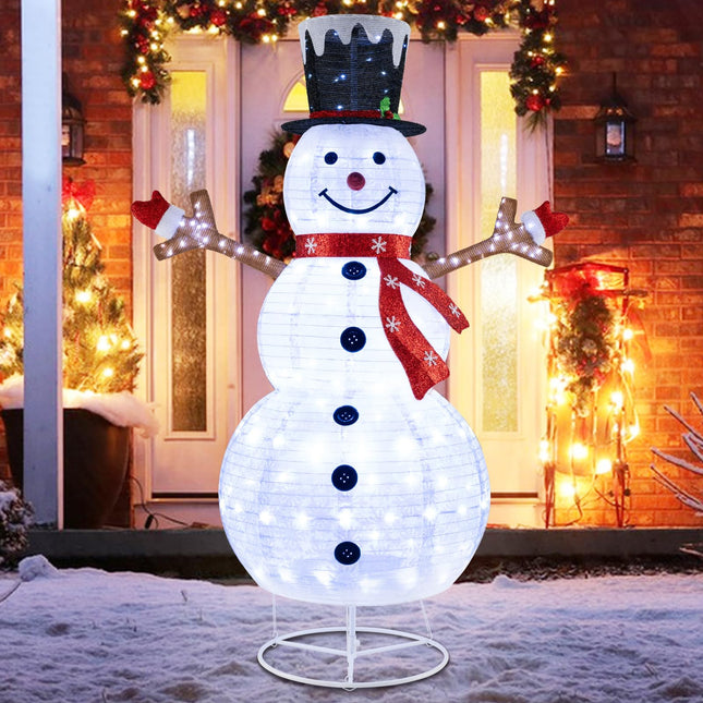 Goplus 6 FT Lighted Christmas Snowman w/ 180 Cold White LED Lights