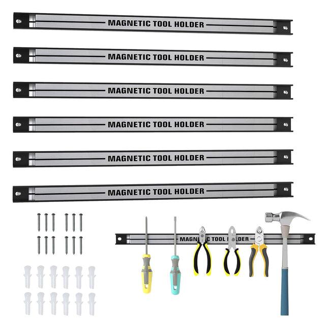 Goplus 6PCS 18" Magnetic Tool Holder, Wall Mounted 176LBS Capacity Magnetic Tool Organizer