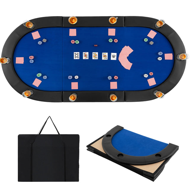 Goplus 84"x42" Foldable Poker Table Top 10 Players w/Cup Holders