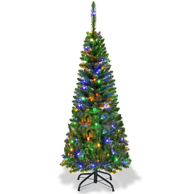 Goplus 4.5FT / 6.5FT / 7.5FT Prelit Pencil Christmas Tree, Premium Hinged Fir Tree - GoplusUS
