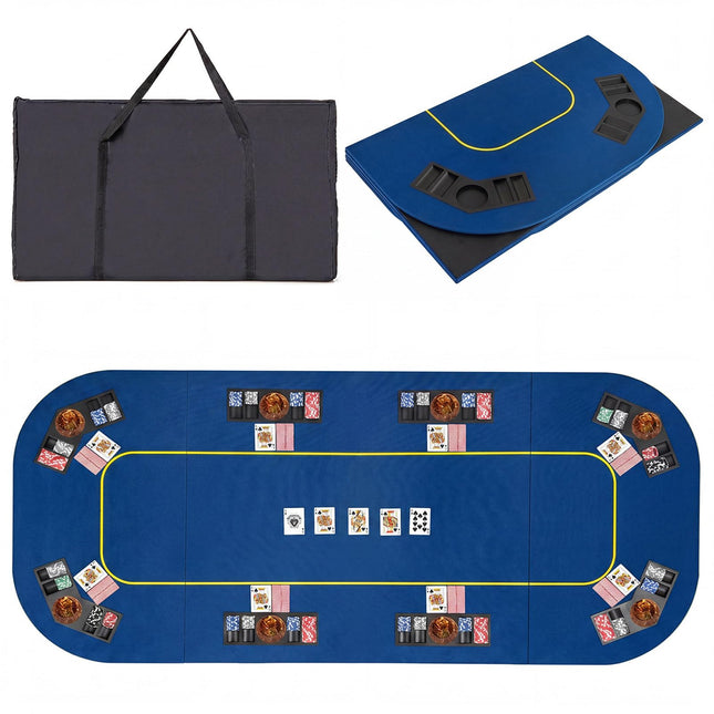 Goplus 79" x 36" Poker Mat | 8 Player Poker Topper with Cup Holder & Carry Bag