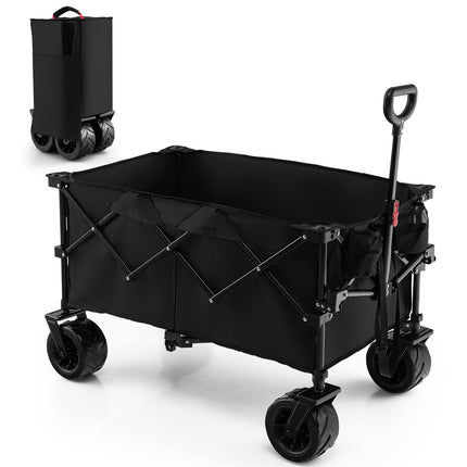 Goplus Collapsible Wagon Cart, Foldable Heavy Duty Utility Wagon with Adjustable Handle - GoplusUS
