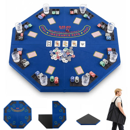 Goplus 8-Player Portable Poker Table Top | 48” Folding Casino Texas Hold’em Game Board