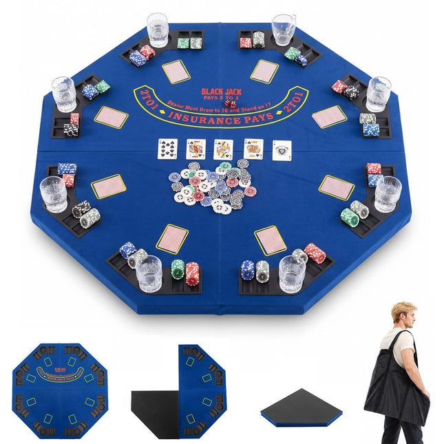 Goplus 8-Player Portable Poker Table Top | 48” Folding Casino Texas Hold’em Game Board