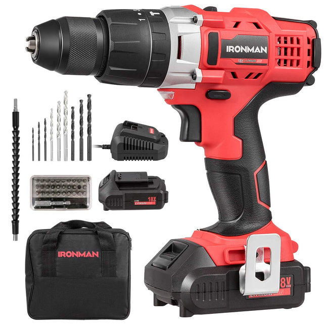 Goplus 18V 1/2'' Cordless Drill with Driver Kit and 2-Speed Electric Drill