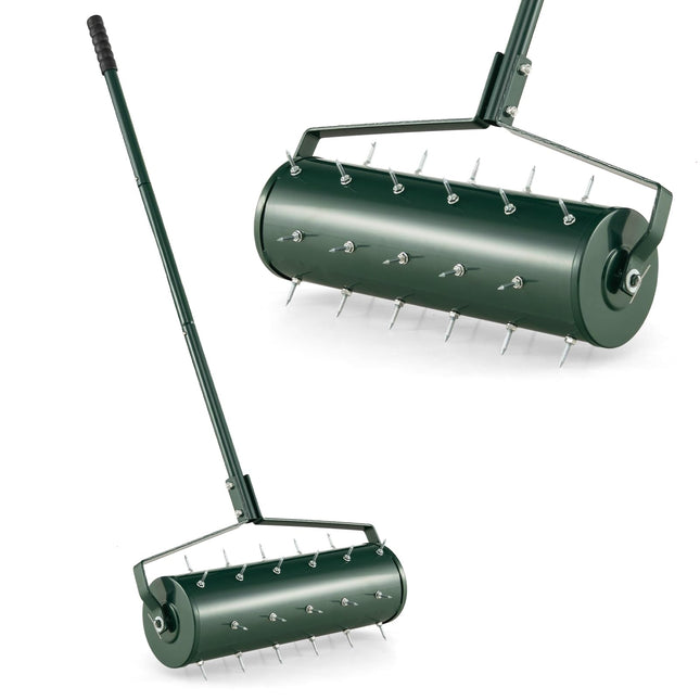 Goplus Rolling Lawn Aerator, Filled with Sand or Stone