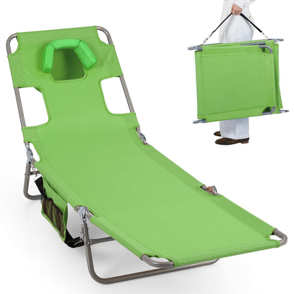 Goplus Tanning Chair Portable Lightweight 10.5LBS Beach Lounger(1/2)