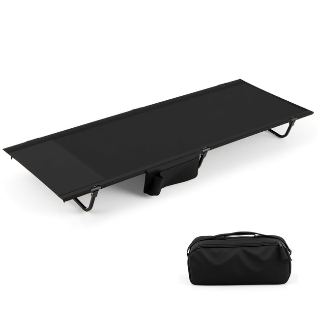 Goplus Portable Camping Cot w/Sturdy Aluminum Alloy Frame & Carrying Bag