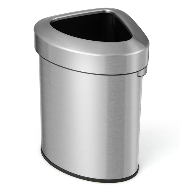 Goplus 16 Gallon/60L Stainless Steel Corner Trash Can, Triangular Rubbish Trash Bin with Lid