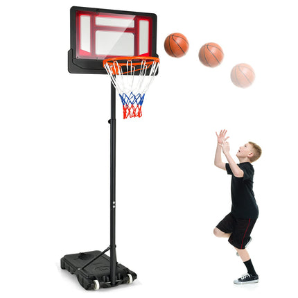 Goplus Portable Basketball Hoop, Basketball Goal with 4.3 FT-8.2 FT Adjustable Height