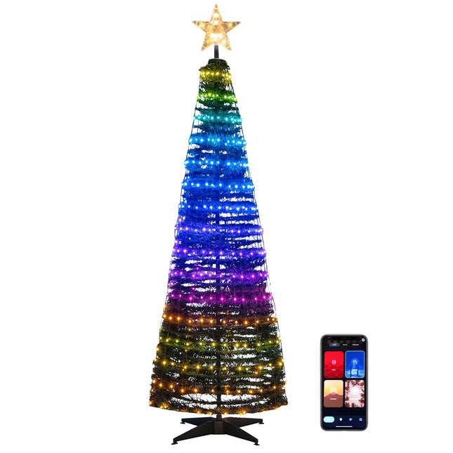 Goplus 6 FT Pop Up Christmas Tree, Pre-Lit Collapsible Xmas Tree with 282 RGB LED Lights
