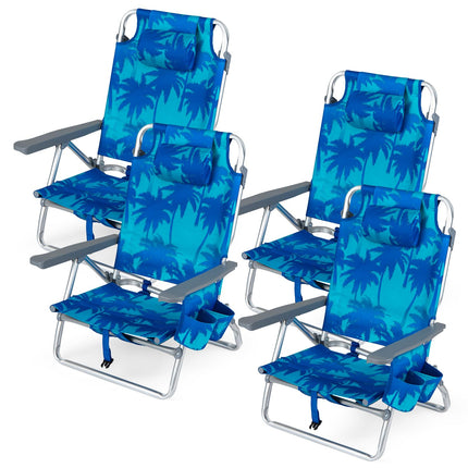 Goplus Portable Folding Beach Chairs with 5-Position Backrest & Padded Headrest