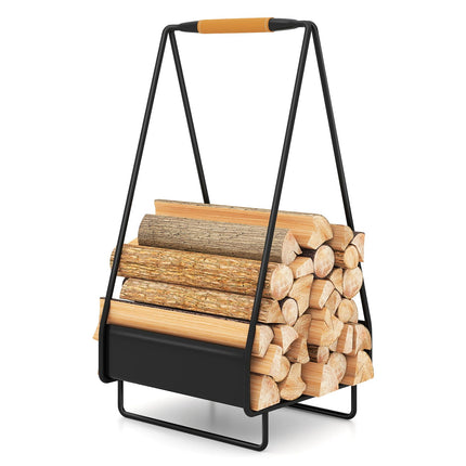 Goplus Heavy-duty Metal Log Holder with Handle & Square Rack