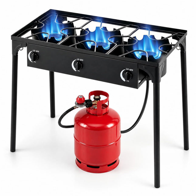 Goplus Outdoor 240,000 BTU High Pressure Three Burner Gas Stove
