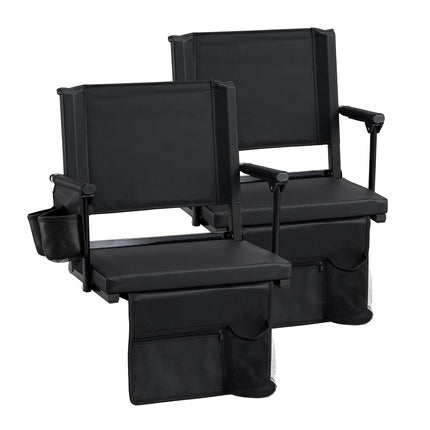Goplus 2 Pack Stadium Seats for Bleachers with Back Support & Cup Holders