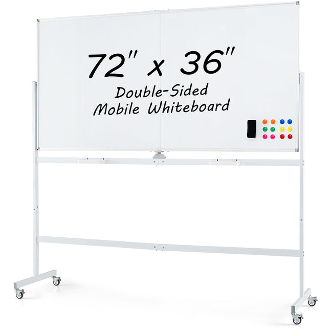 Goplus 72" x 36" Rolling Whiteboard with Stand and Aluminum Alloy Frame
