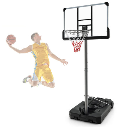 Goplus Portable Basketball Hoop Outdoor, 64"-79" Poolside Basketball Goal Height Adjustable