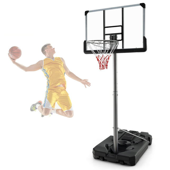 Goplus Portable Basketball Hoop Outdoor, 64"-79" Poolside Basketball Goal Height Adjustable