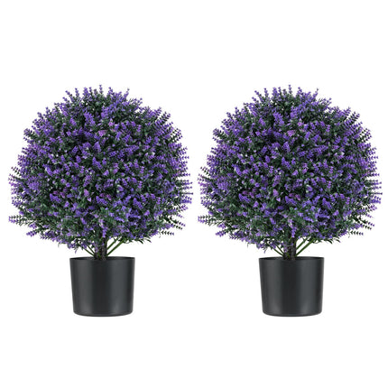 Goplus 21.5’’ Artificial Lavender Topiary Ball Tree Set of 2